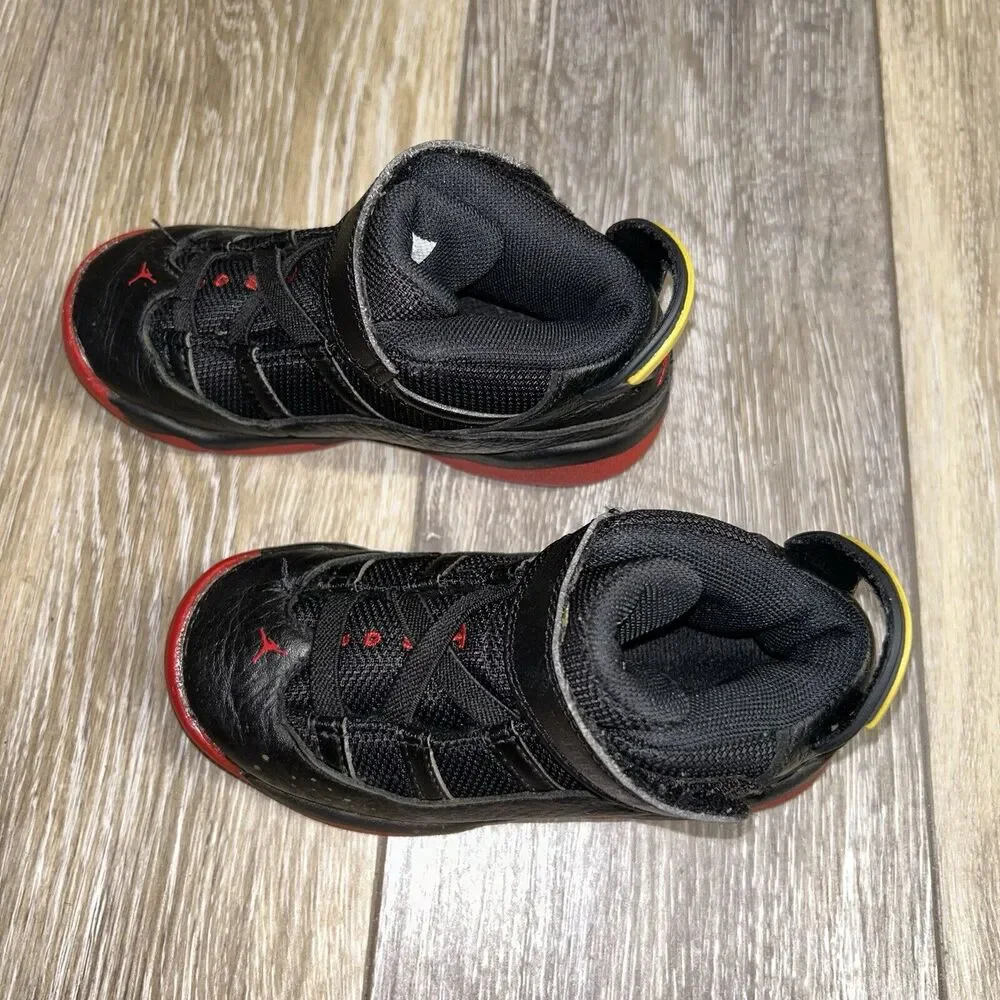 Nike Air Jordan 6 Rings Youth US Size 9C Black Red 323420-063 Sneaker Shoes